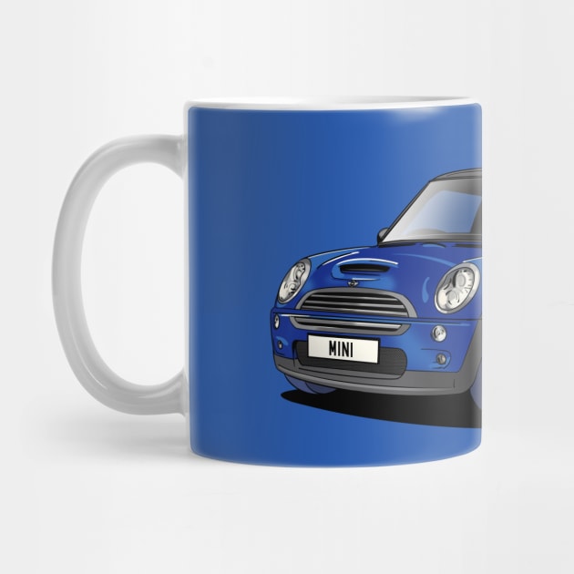 Blue Mini Cooper Car by Webazoot